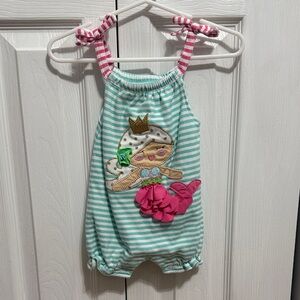 Mud Pie Striped Aqua and Pink Mermaid One Piece